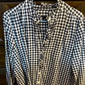 Ann Taylor Black and White Checkered Shirt